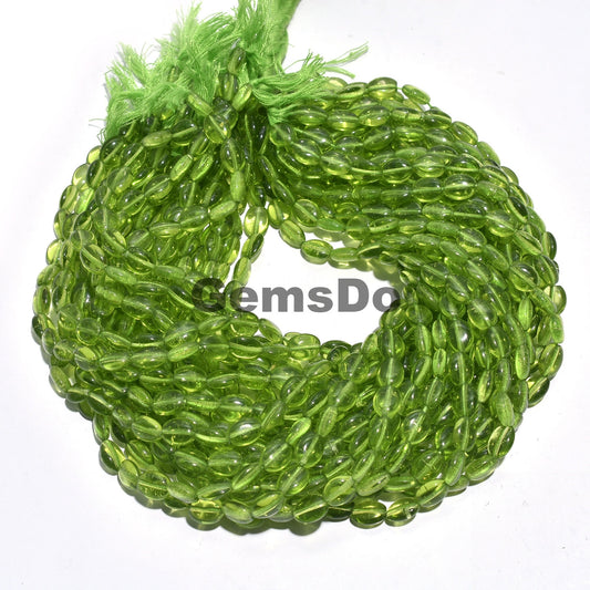 Green  Peridot Hydro Beads - Smooth Oval Gemstone Strand, 66 Carat