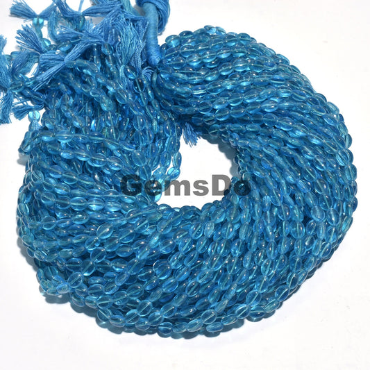 Blue Topaz Quartz Oval Shape Beads Strand, Blue Color Gemstone Beads