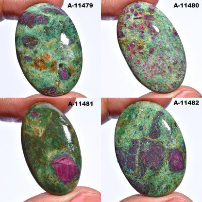 100% Natural Ruby Fuchsite Cabochon - Oval Shape & Smooth Gemstones