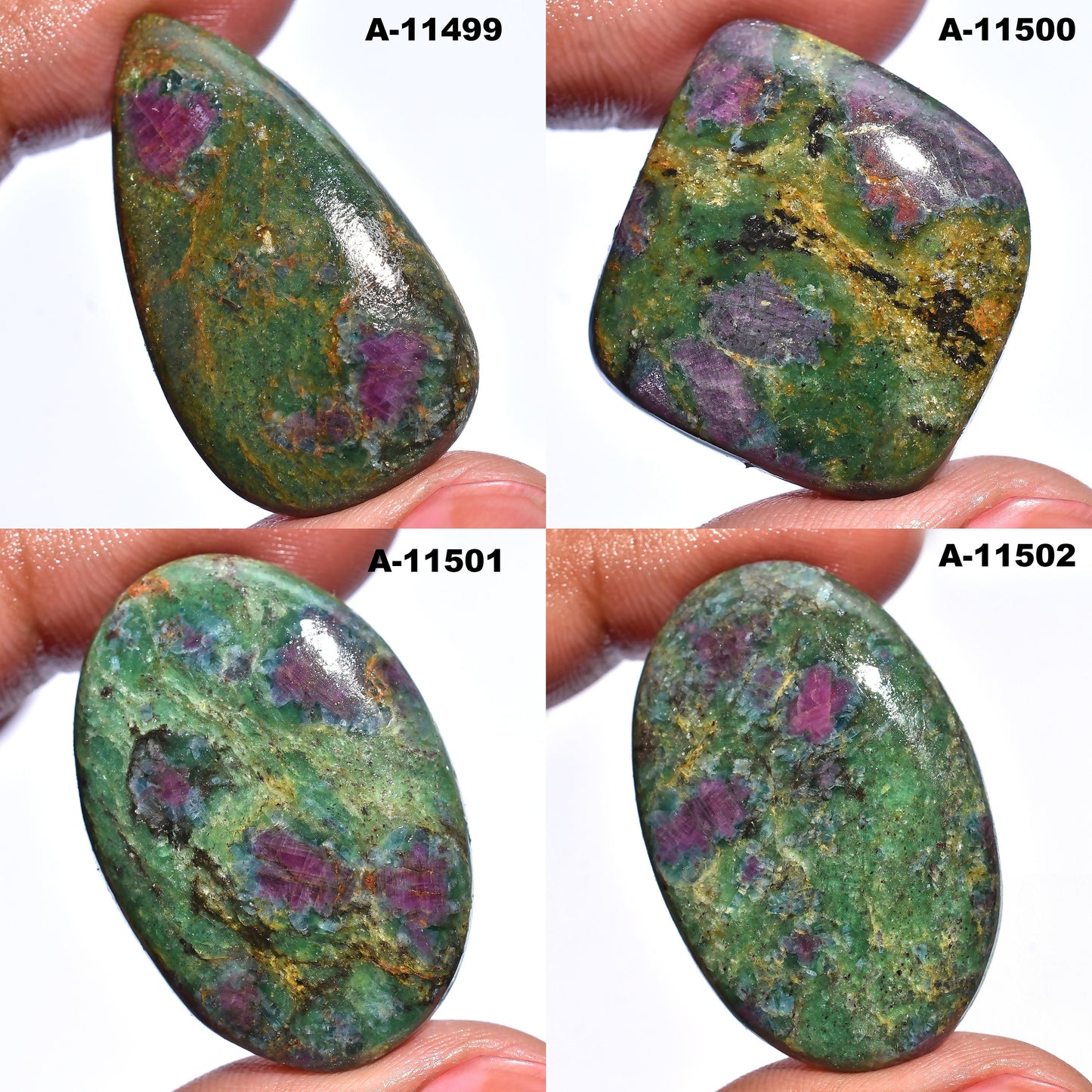 Natural Ruby Fuchsite Cabochon – Mix Shape & Size Smooth Gemstones | Wholesale Ruby Fuchsite Cabochons