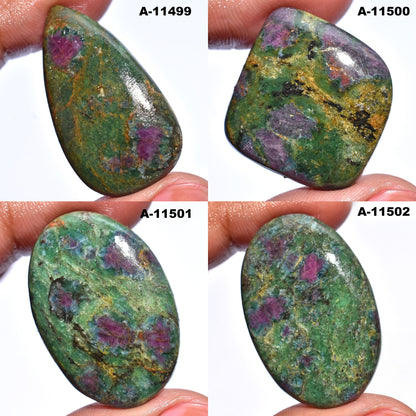 Natural Ruby Fuchsite Cabochon – Mix Shape & Size Smooth Gemstones | Wholesale Ruby Fuchsite Cabochons