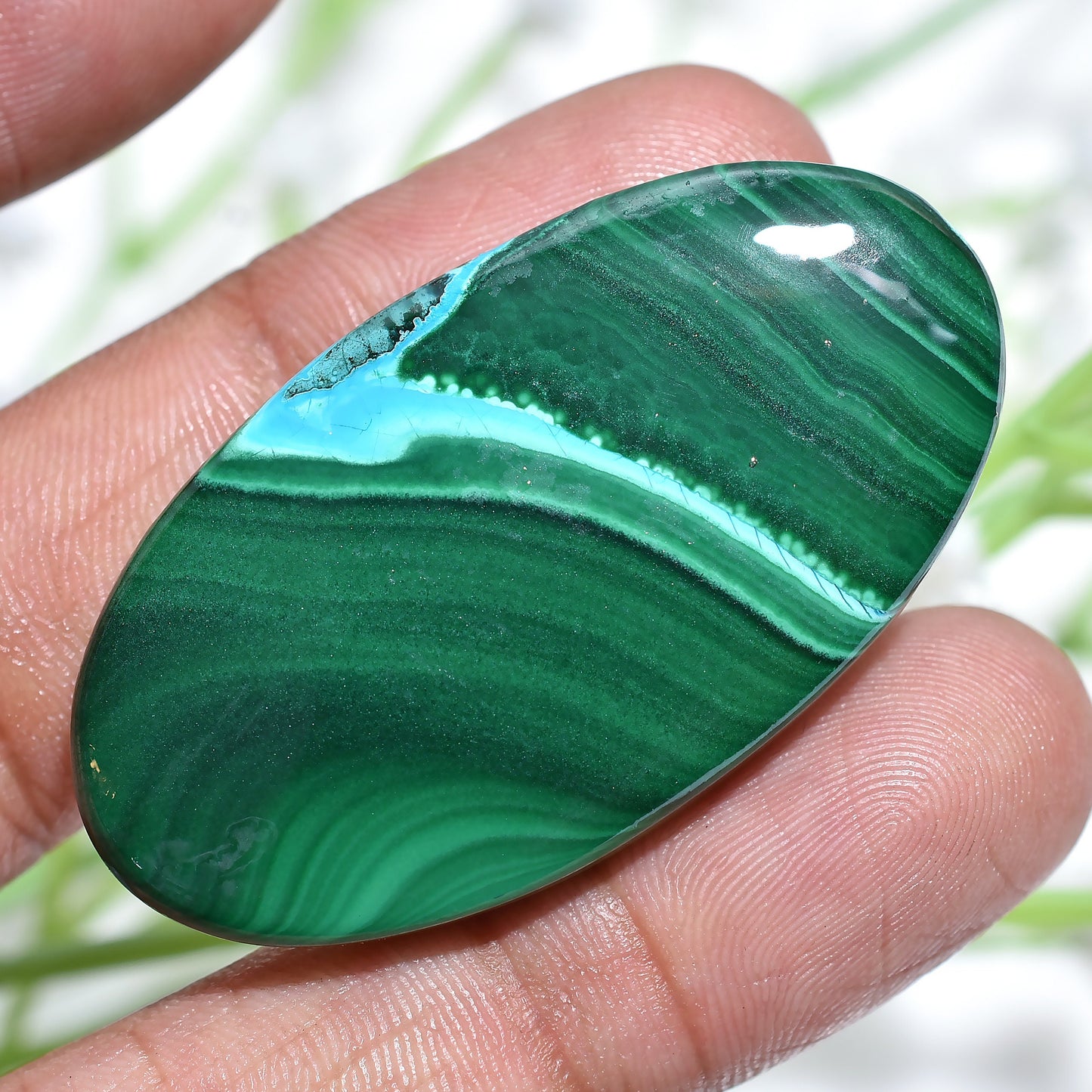AAA Quality Natural Green Malachite Loose Gemstone - Oval Cabochon