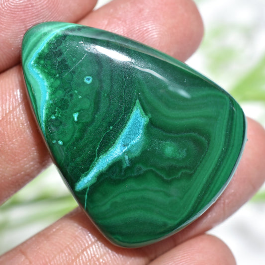 Natural Green Malachite Cabochon - Fancy-Shaped Smooth Deep Green Malachite Crystal