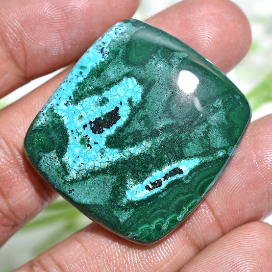 Stunning Green Cushion-Shaped Malachite Cabochon - Natural Loose Gemstone for Jewelry Making"
