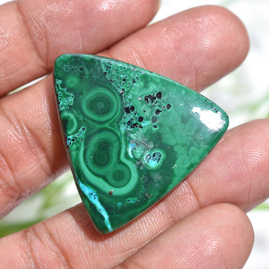 Trillion Cut Malachite Cabochon, High-Quality Malachite Loose Wholesale Gemstone, Smooth Flat Back Loose Gemstone for Custom Jewelry Gifts