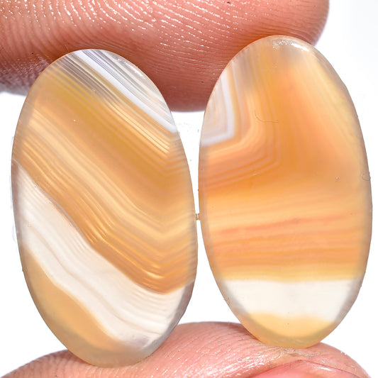 Orange Agate Cabochon - Flat Back Natural Oval Shape Gemstone Loose Stone for Jewelry Making