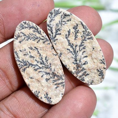 Natural Psilomelane Dendrite Cabochon Pair – Oval Shape Matching Earring Pair at Wholesale Pric