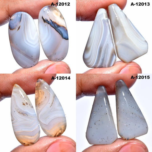 Montana Agate Gemstone Pair – Matching Flat-Back Cabochons
