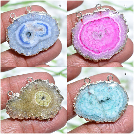 Solar Quartz Silver Electroplated Connector – Double Bail Quartz for Jewelry