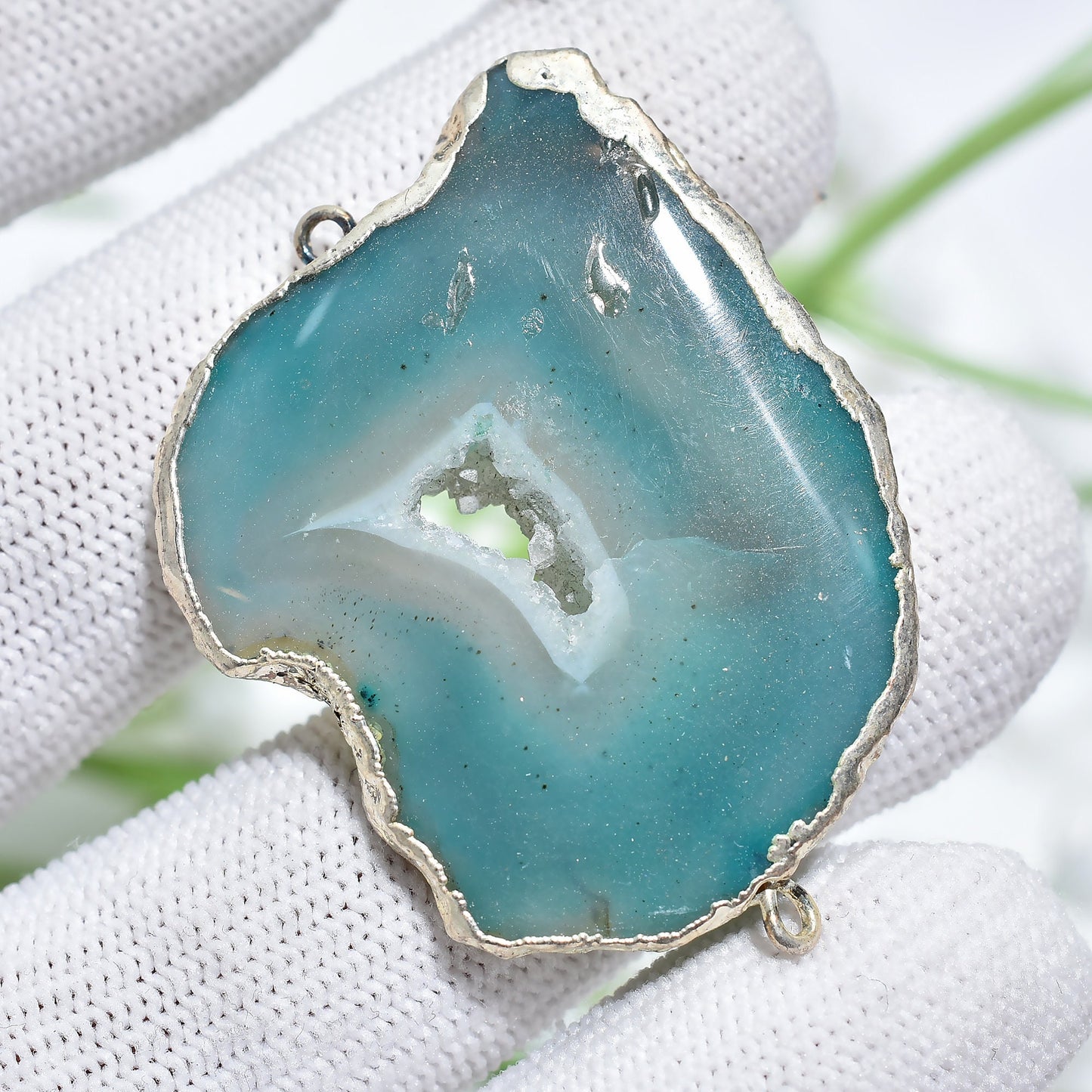 Sparkling Druzy Agate Connectors – Fancy Silver Electroplated Double Bail Connectors, Perfect Jewelry Gift for Her