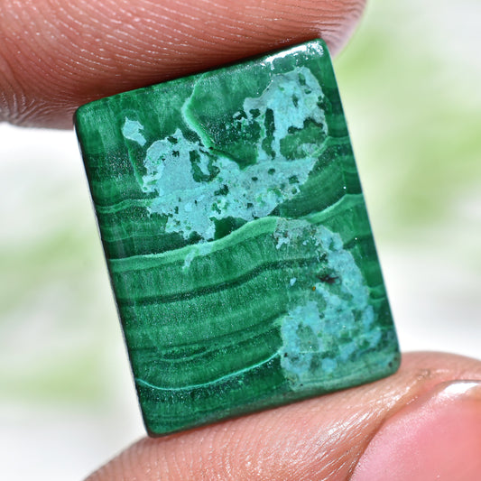 Natural Malachite Cabochon - Green Rectangle Shaped Smooth Gemstone