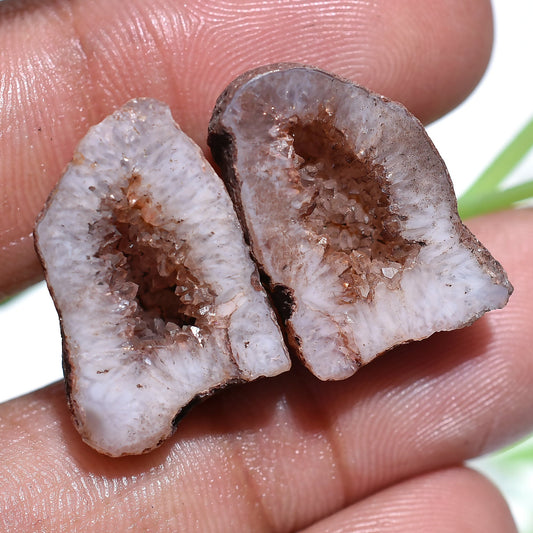 Sparkling Solar Quartz Druzy Earring Pair - Natural Brown & White Stone for Jewelry