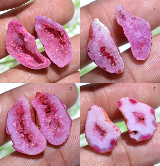 Sparkle Pink Agate Druzy Earring Pairs - Fancy Solar Quartz Gemstones