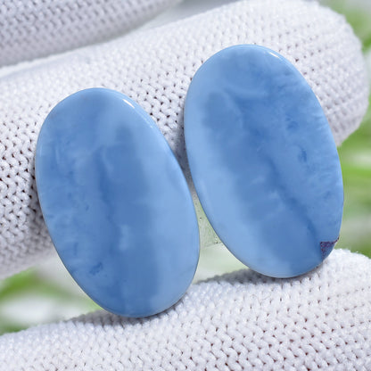 Unique Blue Opal Earrings Pair – Mixed Shape Opal Matching Cabochon Pair