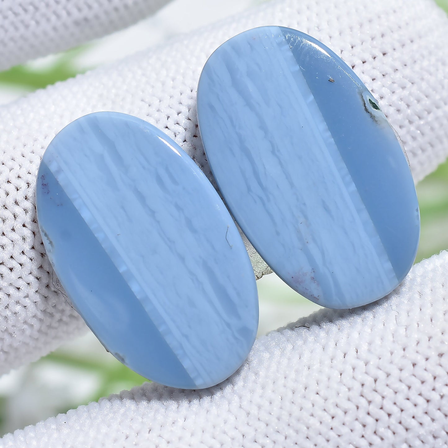 Blue Opal Crystal Earrings Pair – Fancy Shape Opal Cabochon Matching Pair