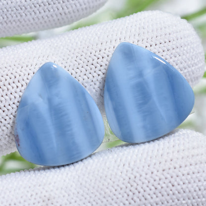 Blue Opal Crystal Earrings Pair – Fancy Shape Opal Cabochon Matching Pair