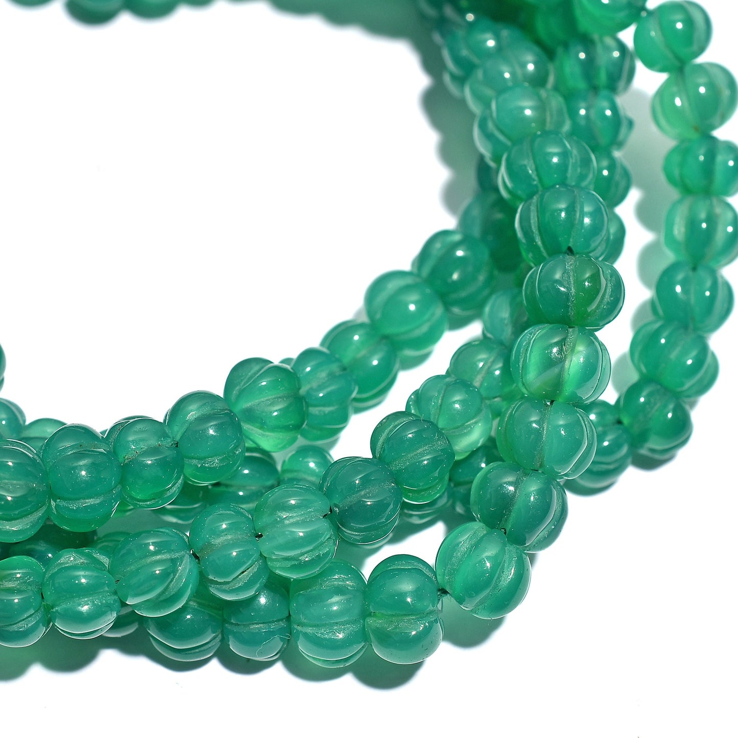 Unique Green Onyx Beads – Smooth Watermelon Rondelle Strand