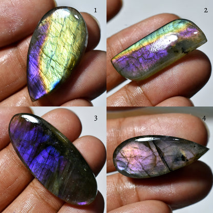 Flashy Purple Fire Labradorite Cabochon – Mixed Shape Smooth Polished Crystals