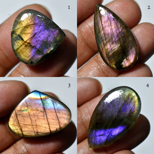 Multi Purple Fire Labradorite Cabochon – Mixed Shape Labradorite Gemstone for Jewelry & Healing