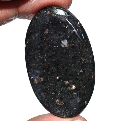 Shimmering Golden Nuummite Stone – Polished Loose Black Oval Cabochon for Wholesale