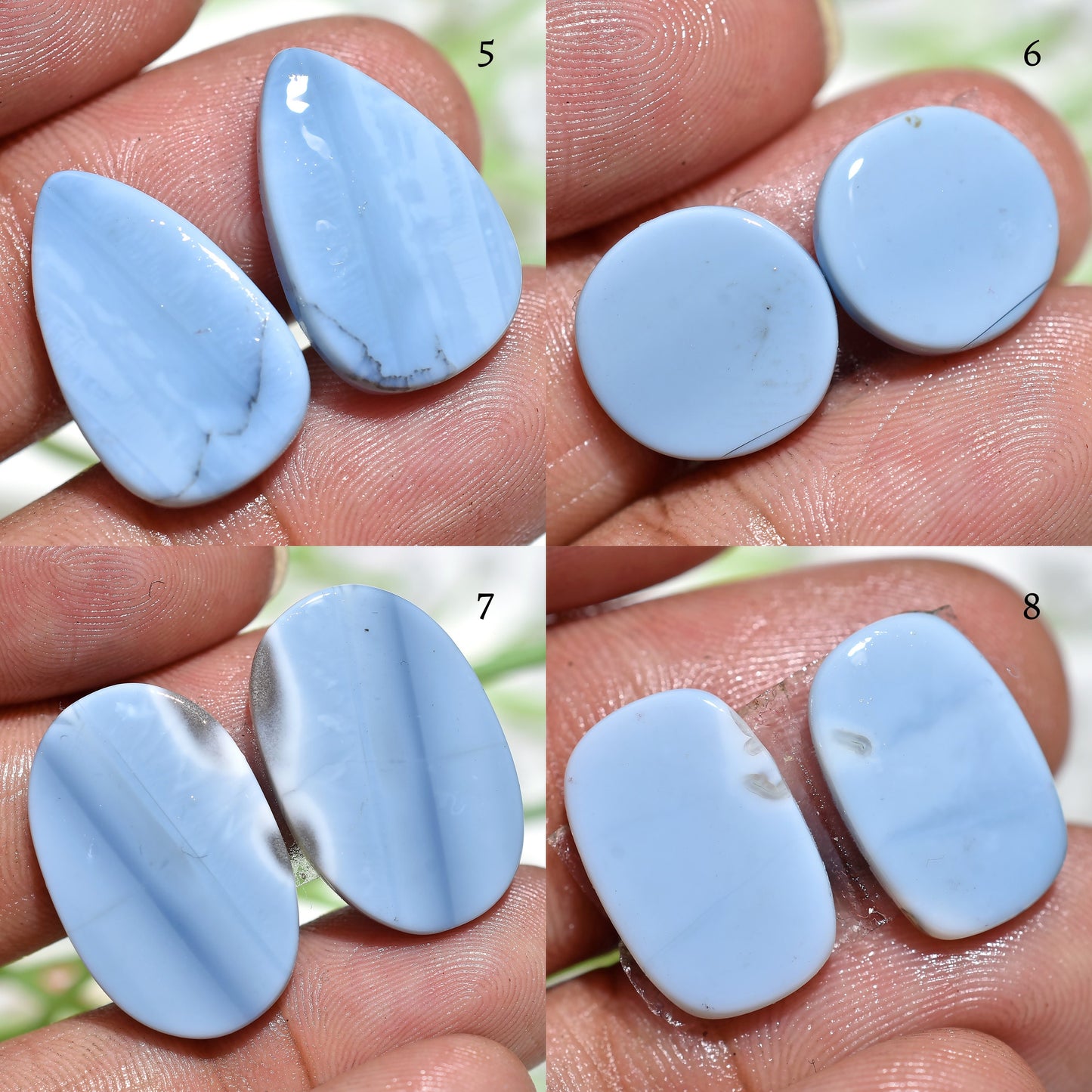 Unique Blue Opal Earrings Pair – Mixed Shape Opal Matching Cabochon Pair