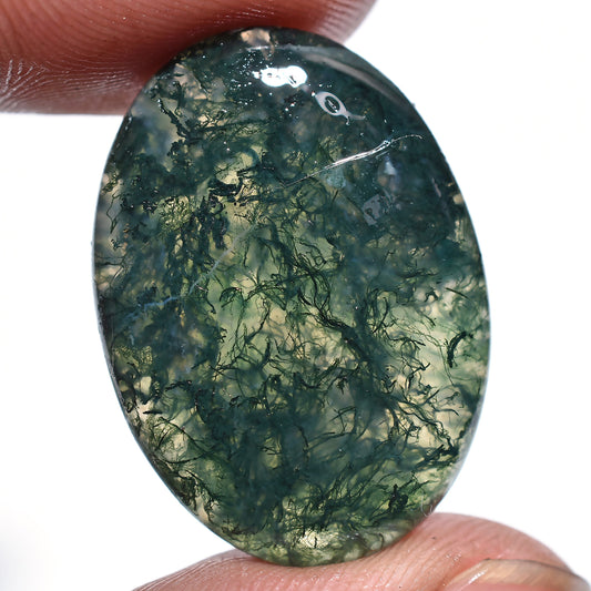 Beautiful Oval Design Moss Agate Gemstone - Natural Pear & Oval Cabochon