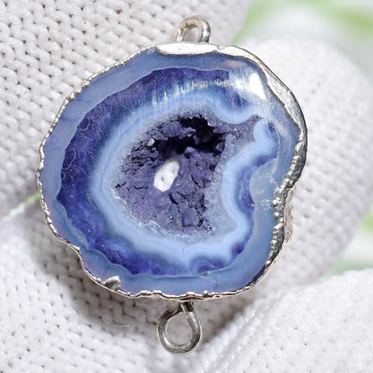 Natural Silver Electroplated Geode Druzy Double Bail Connector Set – Necklace & Bracelet Making DIY Gift