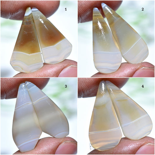 Montana Agate Pair – Pear-Shaped Gemstone Cabochons for Jewelry Making