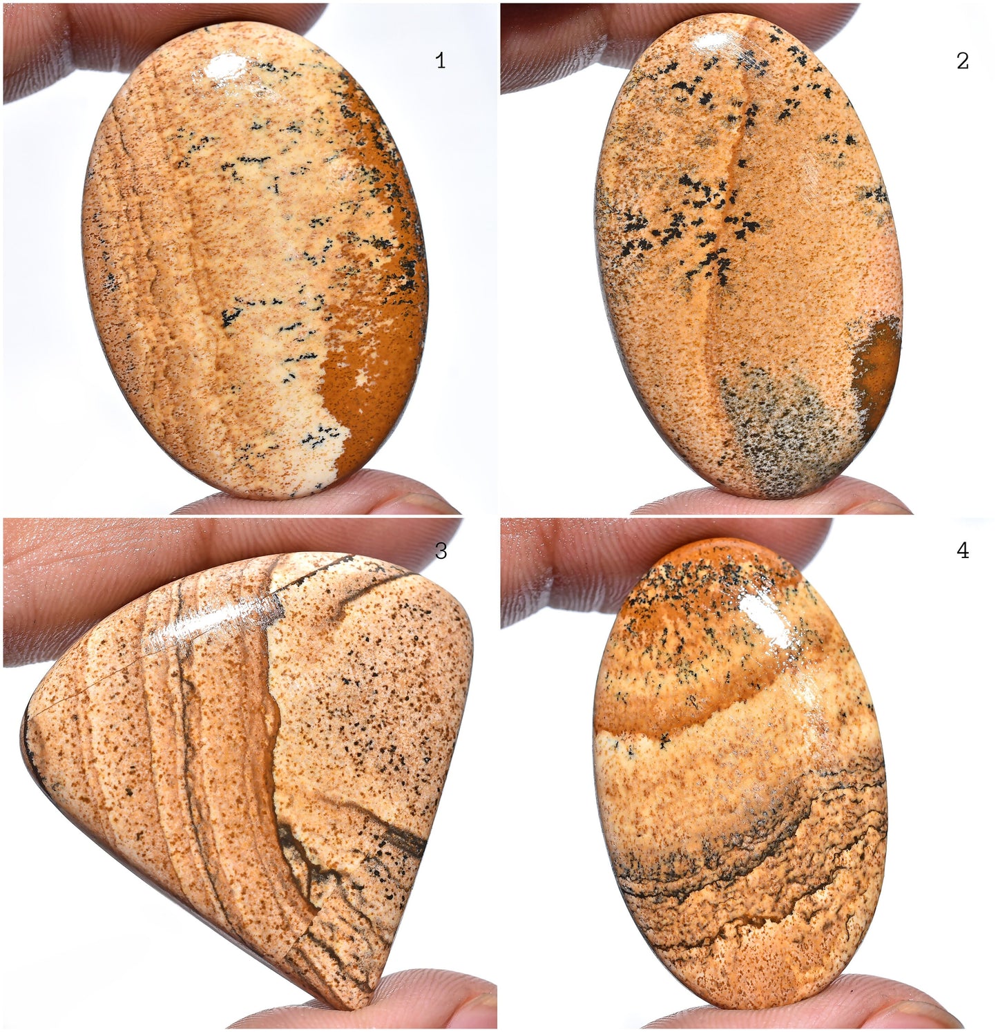 Exquisite Picture Jasper Gemstone – Designer Oval Cabochon, Rare Loose Crystal for Custom Pendants