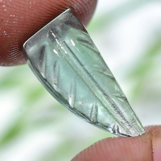 Natural Green Fluorite Gemstone - Carved Fancy Shape Cabs
