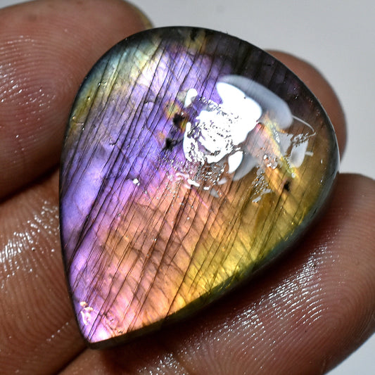 Flashy Labradorite Crystal - Pear Shaped Purple Fire Labradorite Gemstone for Jewelry