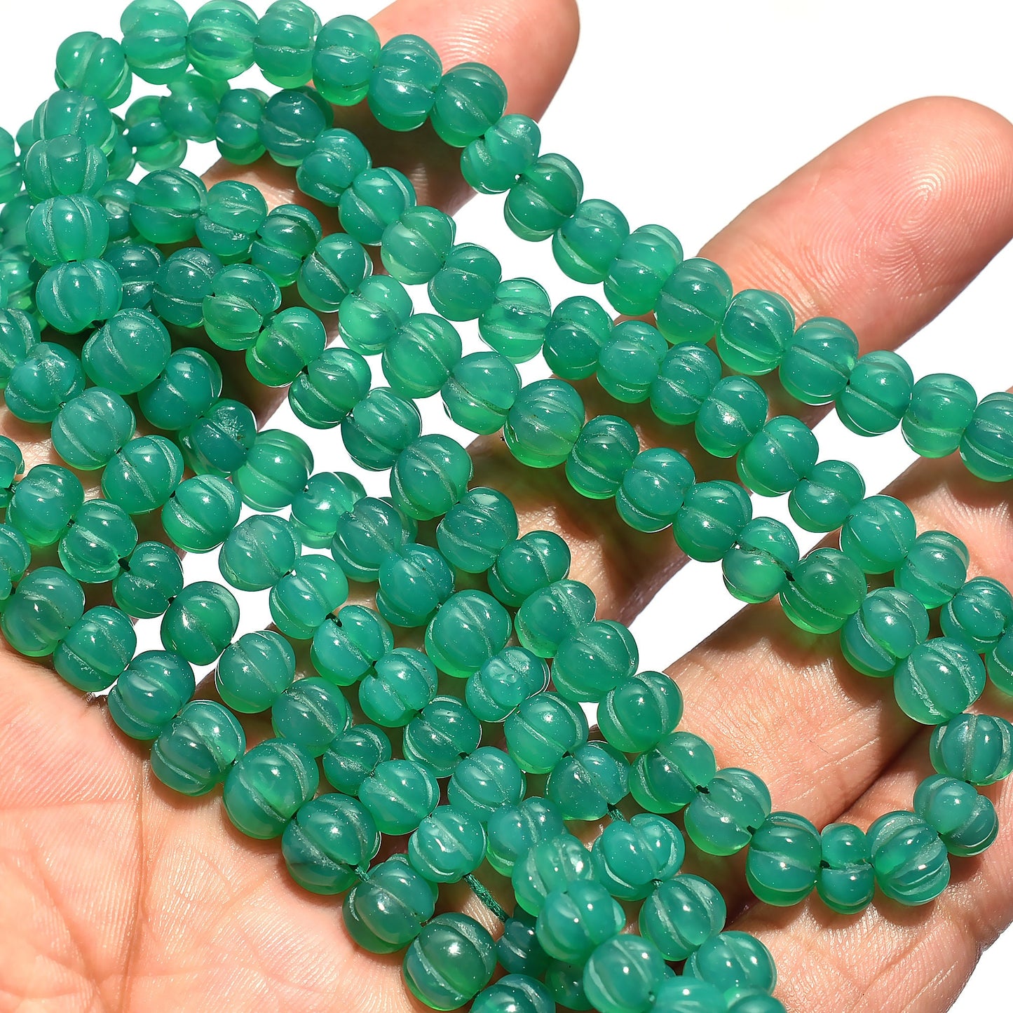 Unique Green Onyx Beads – Smooth Watermelon Rondelle Strand