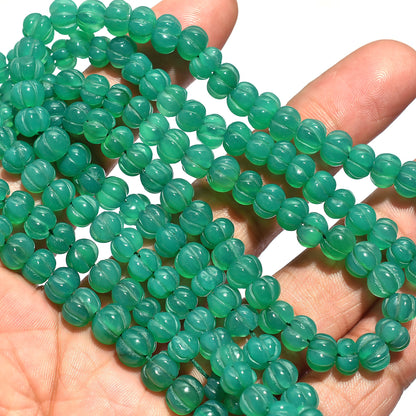 Unique Green Onyx Beads – Smooth Watermelon Rondelle Strand