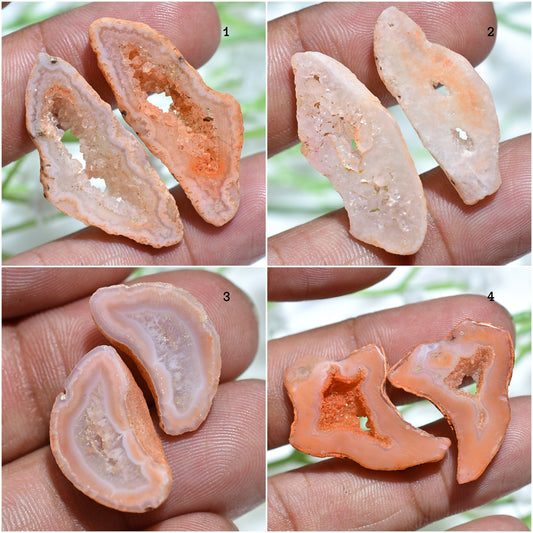 Scenic Orange Agate Druzy Pair – Windows Druzy Geode Pair for Earrings
