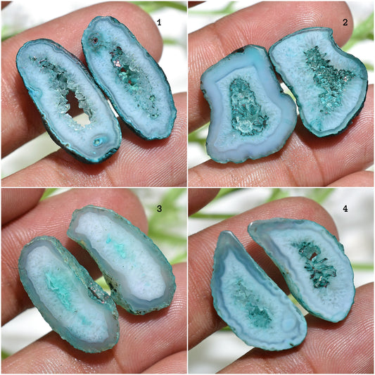 Geode Cabochon Pair – Fancy Quartz Druzy Gemstones for DIY Earrings