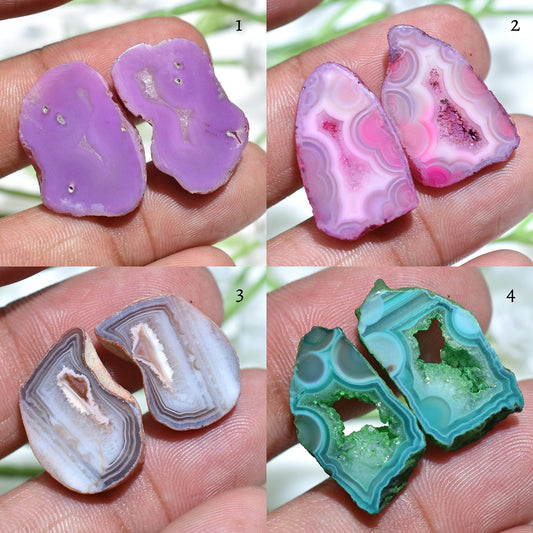 Wonderful Solar Quartz Gemstone Pair – Matched Window Agate Druzy for Earrings