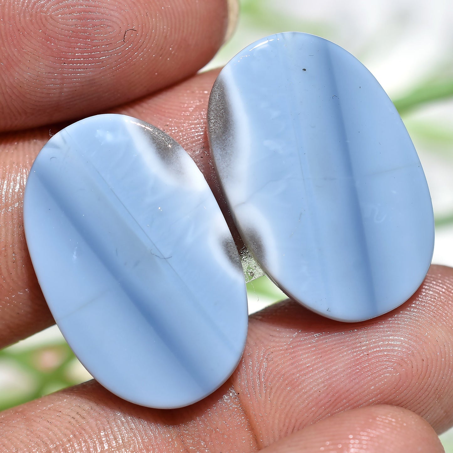 Unique Blue Opal Earrings Pair – Mixed Shape Opal Matching Cabochon Pair