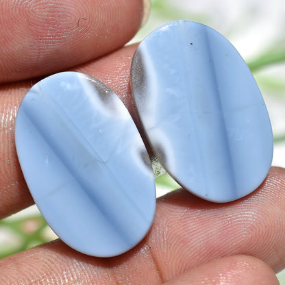 Unique Blue Opal Earrings Pair – Mixed Shape Opal Matching Cabochon Pair
