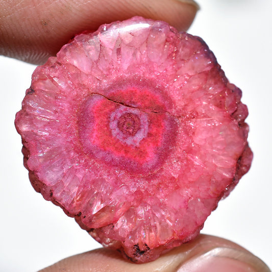 Pink Solar Quartz Slice Cabochon – Polished Dyed Loose Gems for DIY Pendants