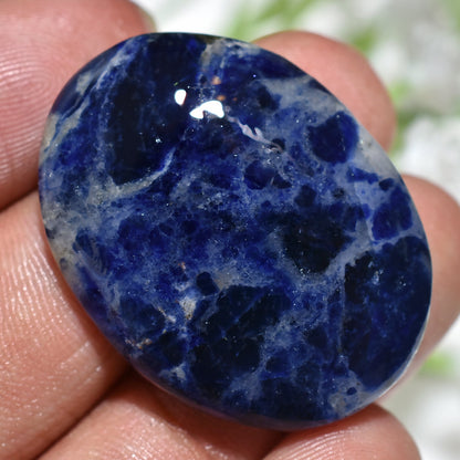 Radiant Blue Sodalite Gemstone – Polished Round & Oval Cabochon for Pendant Crafting