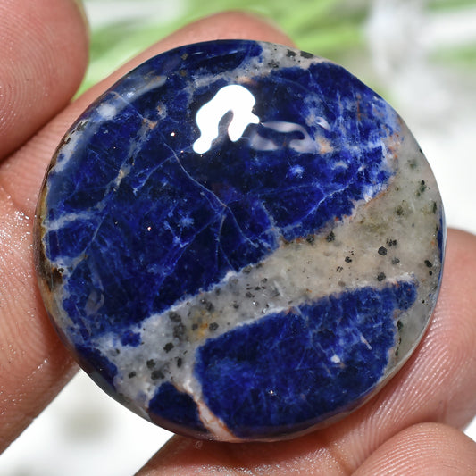 Radiant Blue Sodalite Gemstone – Polished Round & Oval Cabochon for Pendant Crafting