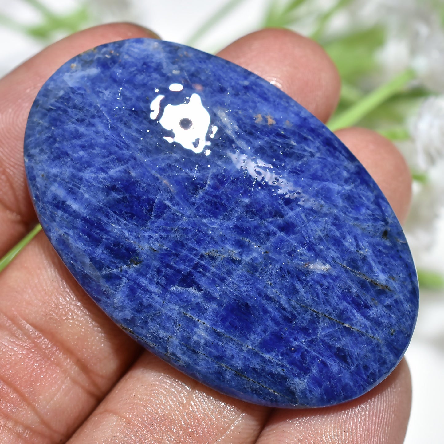 Radiant Blue Sodalite Gemstone – Polished Round & Oval Cabochon for Pendant Crafting