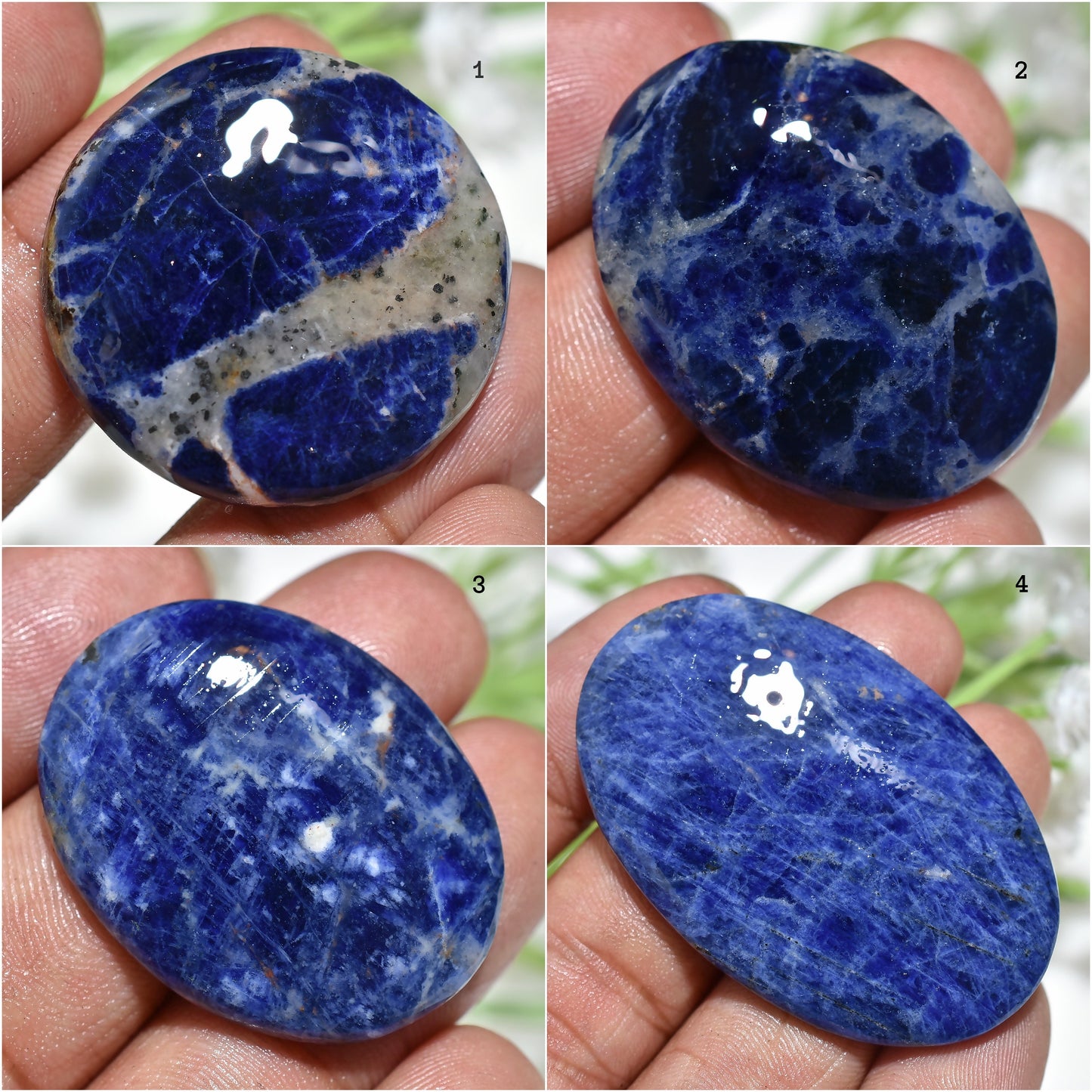 Radiant Blue Sodalite Gemstone – Polished Round & Oval Cabochon for Pendant Crafting