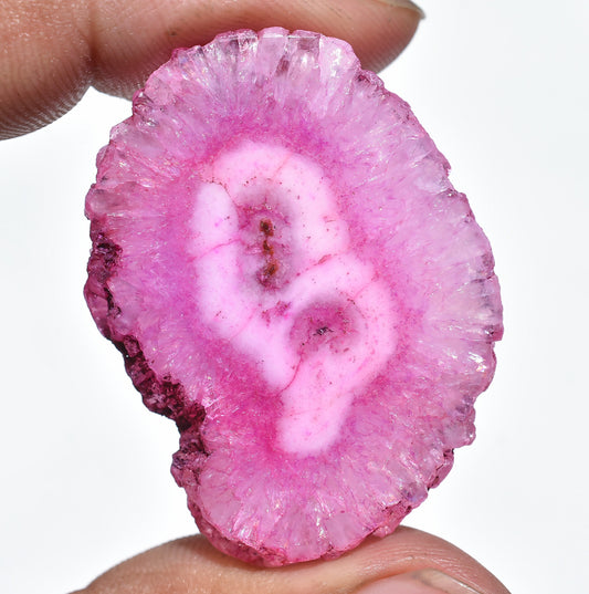 Round Pink Solar Quartz – Dyed Stalactite Agate Cabochons, Flat Back Polished Loose Gems