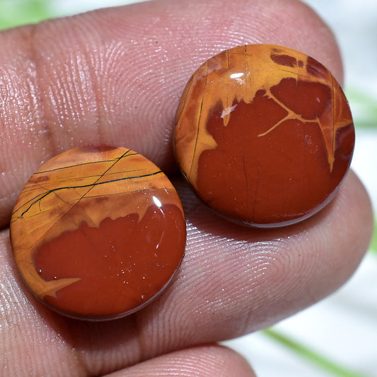 Natural Noreena Jasper Cabochon Pair – Round & Oval Gemstones for Custom Earrings