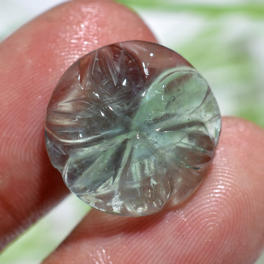 Beautiful Carved Green Fluorite Stone – Round Healing Crystal for Crafting