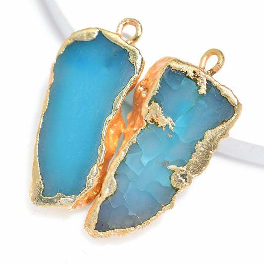 Charming Blue Quartz Pair – Solar Quartz Gemstones with Gold Bali for Custom Earrings