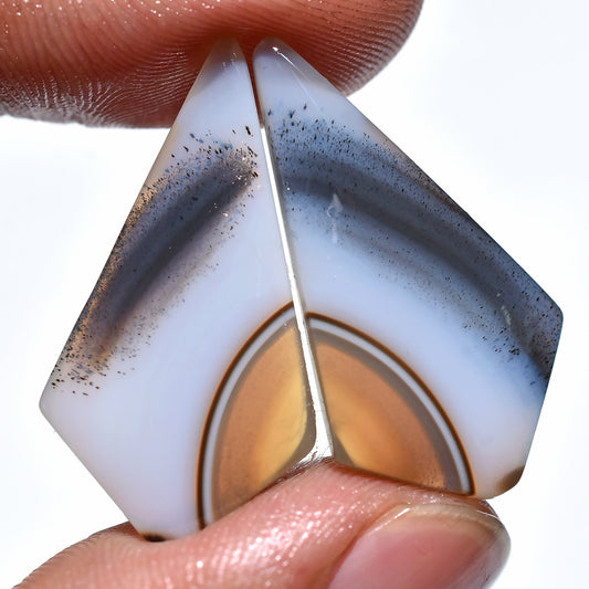 High-Quality Montana Agate Gemstone Pair – Loose Natural Agate Cabochons