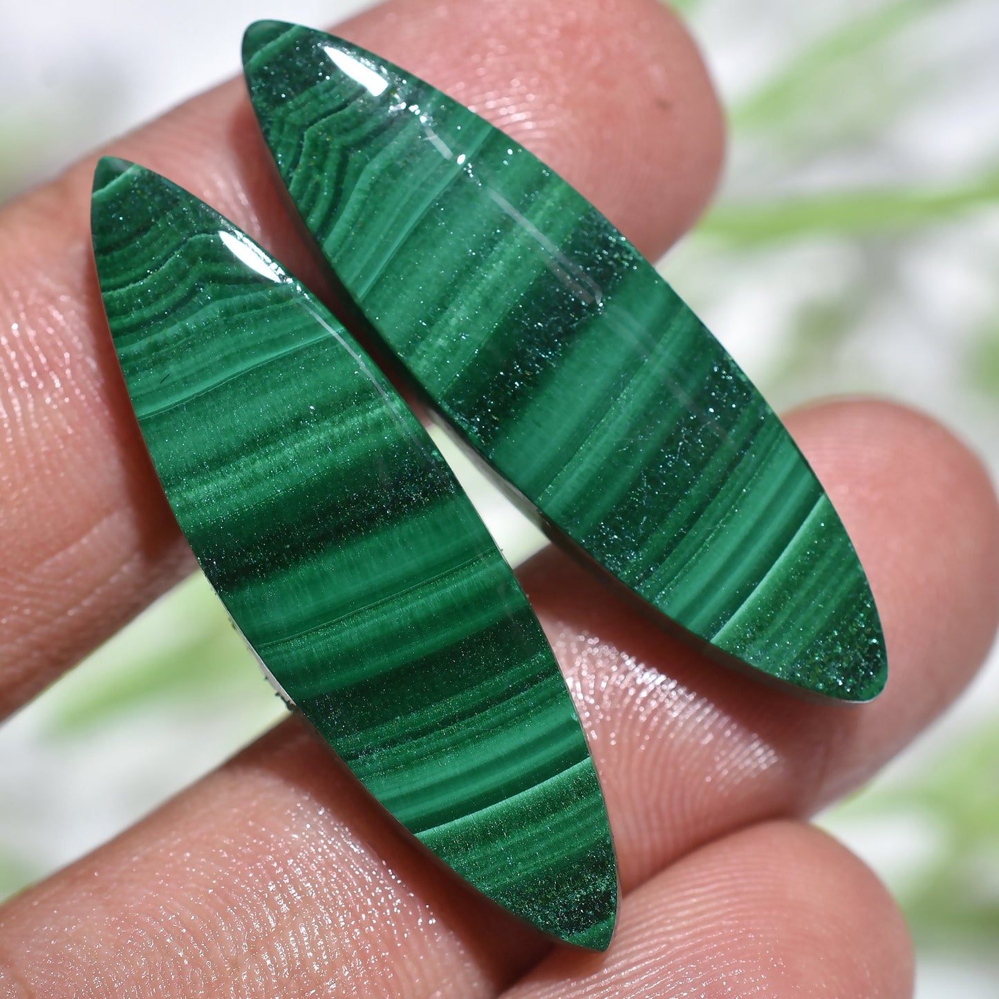Natural Malachite Gemstone Pairs, Matched Green Malachite for Earrings Wholesale