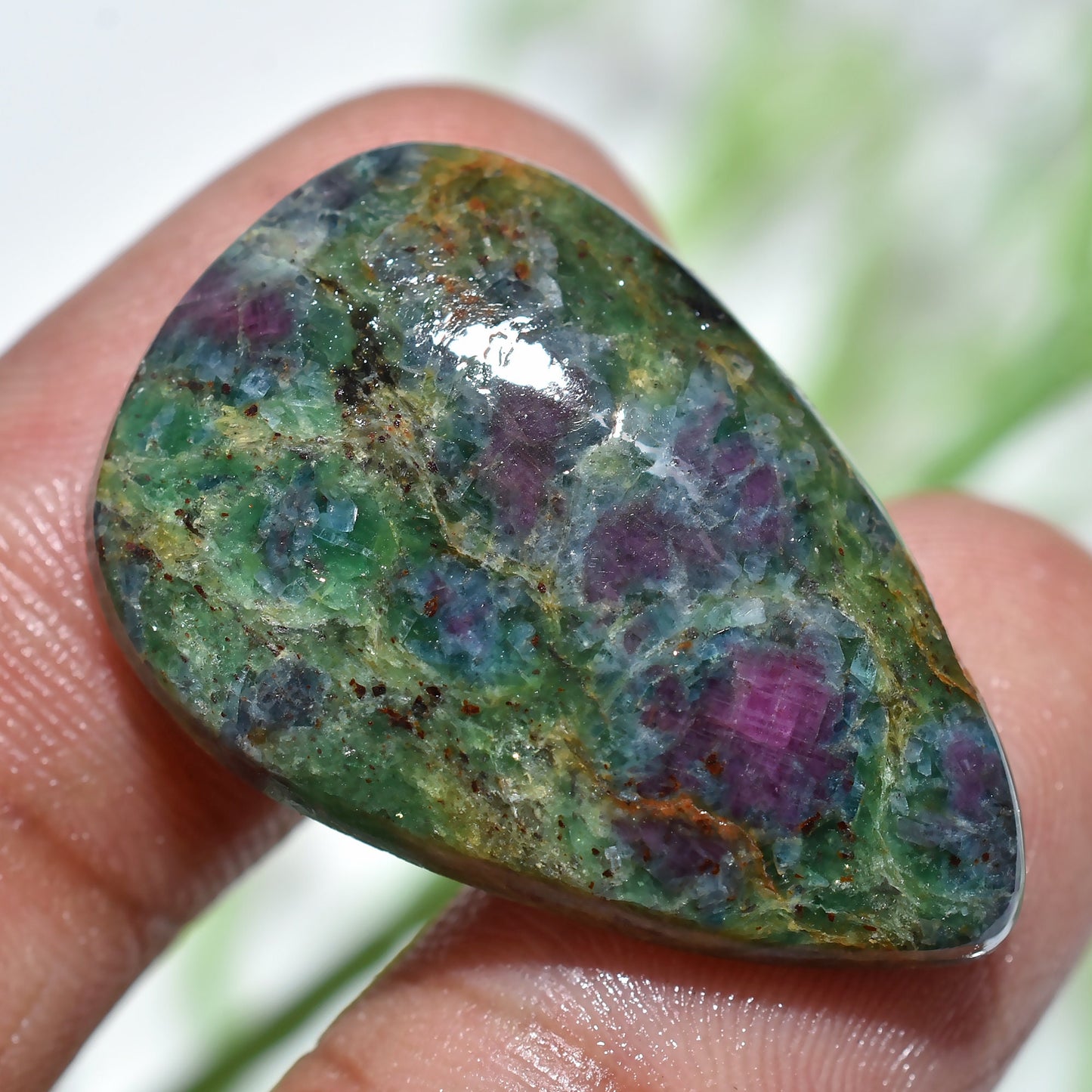 Natural Ruby Fuchsite Cabochon - Wholesale Polished Smooth Flat Back Loose Gemstone For Pendant Jewellery